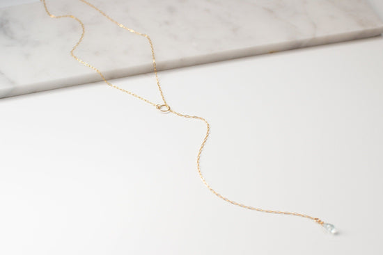 Aquamarine Lariat Necklace